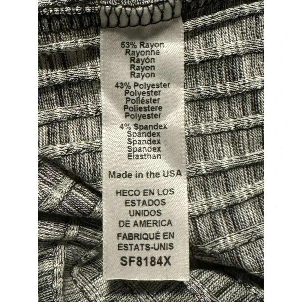 Michael Stars Duster Cardigan Midi Wrap Dress 2X Button Front Ribbed Black Gray - Picture 7 of 8